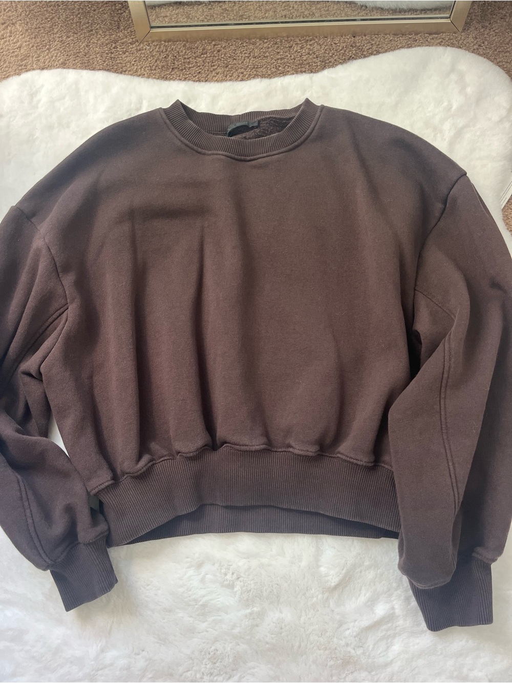 Zara Brown Cropped Sweatshirt
